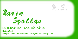 maria szollas business card